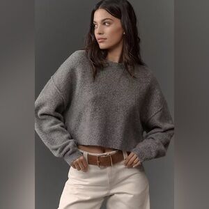 Pilcro Gray Cashmere L Crew Neck Sweater